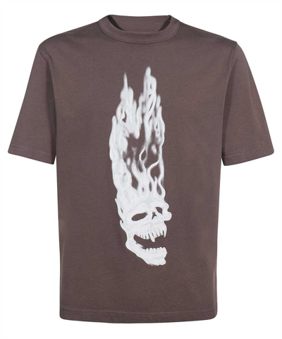 Heron Preston Printed Cotton T-shirt In Brown