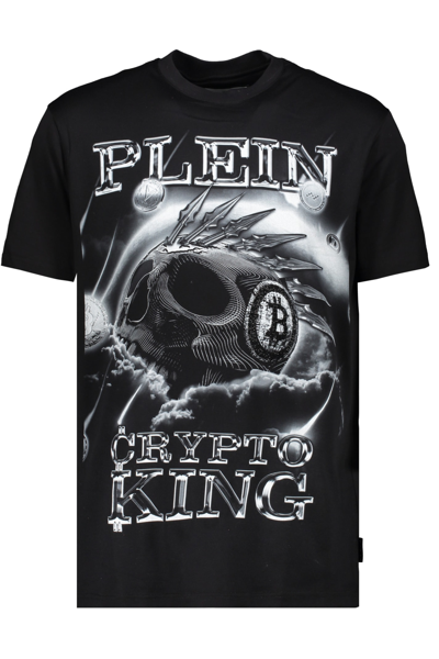 Philipp Plein Printed Cotton T-shirt In Black