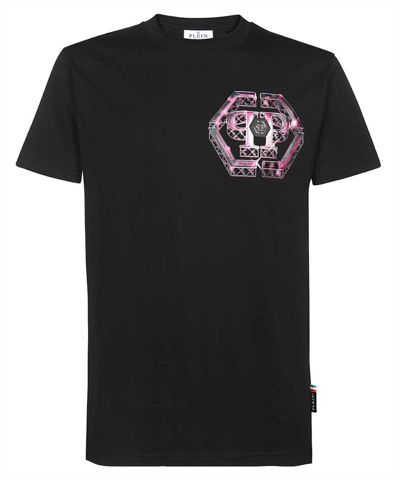 Philipp Plein Printed Cotton T-shirt In Black