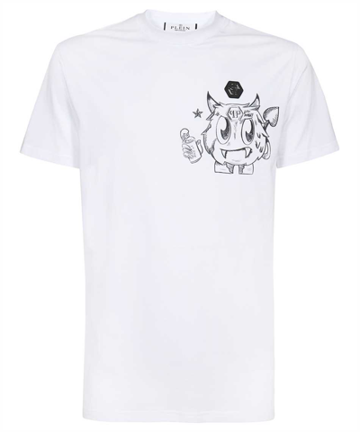 Philipp Plein Printed Cotton T-shirt In White