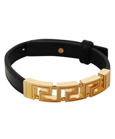 Versace Leather Bracelet In Black