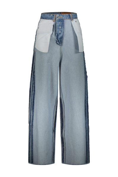 Vetements Inside-out Effect Denim Jeans In Light Blue