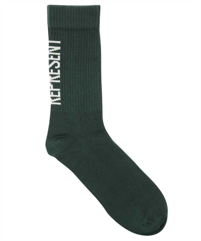 Represent Cotton Socks With Logo In Green
