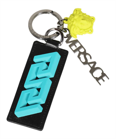 Versace Leather Keyring In Multicolor