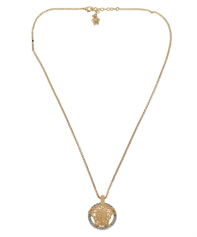 Versace Decorative Pendant Necklace In Gold