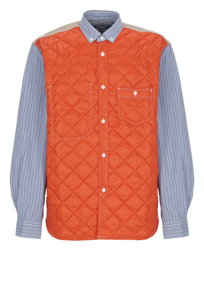 Junya Watanabe Buttoned Padded Overshirt Jacket In Multicolor