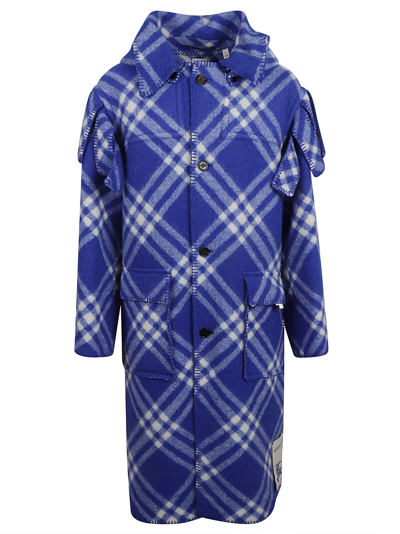 Burberry Check Long Buttoned Coat In Knight Check