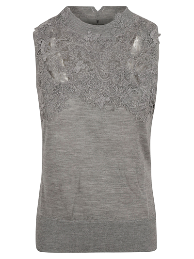 Ermanno Scervino Laced Sleeveless Top In Mel.medium