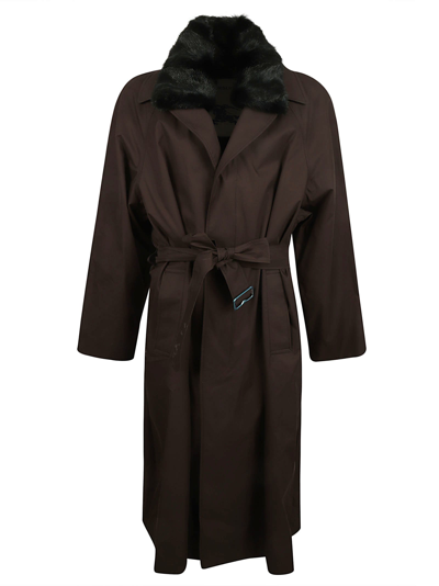 Burberry Belted Long Coat In Otter