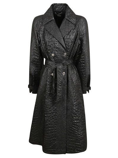 Versace Responsible Fabric Trench In Black