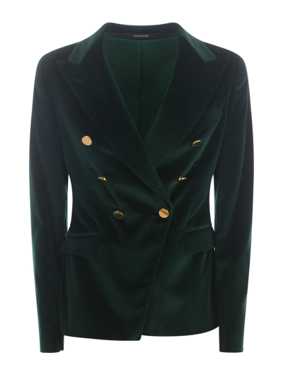 Tagliatore Double-breasted Jacket  J-alicya In Velvet In Verde Scuro