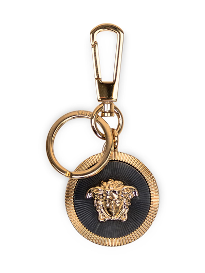 Versace Gold Medusa Biggie Keychain In Black