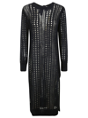 Ganni Cut-out Detailed Open Knitted Midi Dress In 683