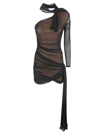 Dion Lee Hosiery Draped Dress In Blacksandstone