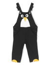 Stella Mccartney Penquin-print Organic Cotton Dungarees In Nero