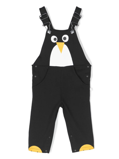 Stella Mccartney Black Dungarees For Baby Boy With Print