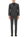 Lardini Double-breasted Checked Suit In Grigio