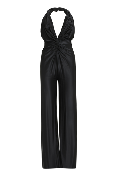 Costarellos Muti Jersey Gathered Low Cut Jumpsuit In Black