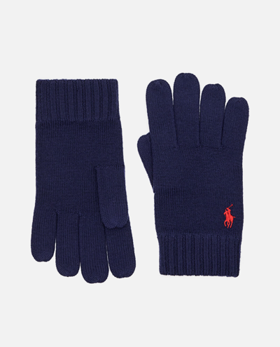 Polo Ralph Lauren Signature Pony Knit Touch Gloves In Blue