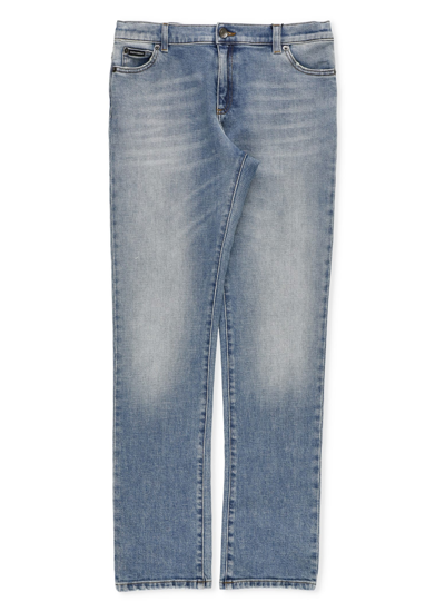 Dolce & Gabbana Kids' Logoed Jeans In Light Blue