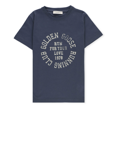Golden Goose Kids' Cotton T-shirt In Blue