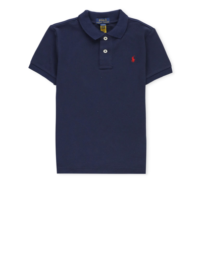 Ralph Lauren Kids' Polo Pony-embroidered Cotton Polo Shirt In Blue