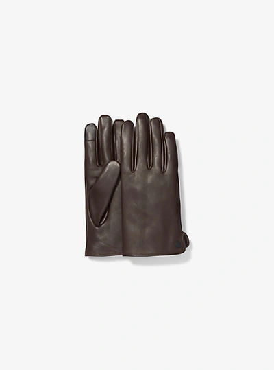 Michael Kors Leather Gloves In Brown