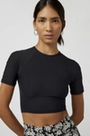THE UPSIDE KIM CROPPED TEE TOP IN BLACK, WOMEN'S AT URBAN OUTFITTERS