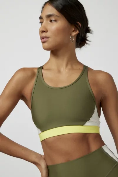 The Upside Beat Linda Logo-print Sports Bra In Olive