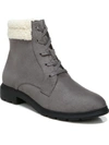 Dr. Scholl's Shoes Networking Womens Faux Suede Ankle Combat & Lace-up Boots In Grey