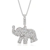 Ross-simons Pave Diamond Baby Elephant Pendant Necklace In Sterling Silver In Multi