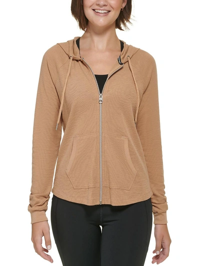 Calvin Klein Performance Plus Womens Logo Fitness Hoodie In Brown