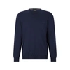 Hugo Boss Eco -sustainable Wool Sweater With Embroidered Logo Boss Botto -l In Blue