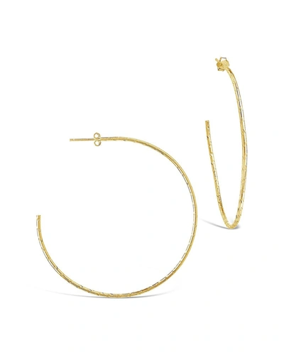 Sterling Forever 14k Over Silver Textured Hoops In Gold