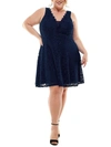 City Studio Plus Womens Lace Knee-length Fit & Flare Dress In Multi