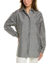 Michael Kors Gingham Taffeta Dolman Silk Top In Black