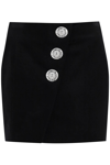 Balmain Skirt With Asymmetric Hem And Decorative Buttons In Black