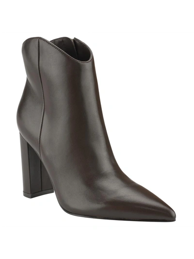 Marc Fisher Lezari2 Womens Leather Pointed Toe Ankle Boots In Brown
