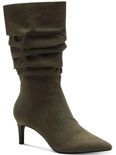 Alfani Lissa Womens Faux Suede Tall Mid-calf Boots In Green