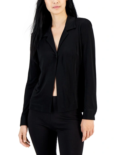 Donna Karan Womens Flyaway Collared Blouse In Black