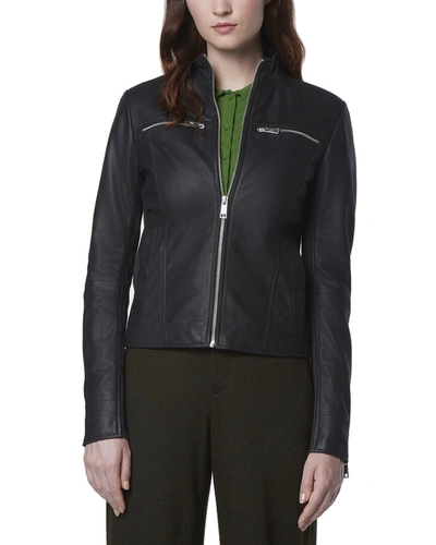 Marc New York Gretta Zip Collar Leather Moto Jacket In Black