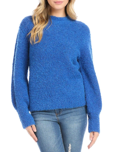 Karen Kane Womens Blouson Sleeve Crew Neck Pullover Sweater In Blue