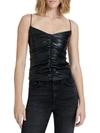 7 FOR ALL MANKIND WOMENS RUCHED FAUX LEATHER CAMI