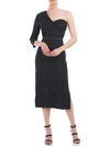 Kay Unger Womens One Shoulder Midi Cocktail And Party Dress In Black