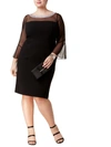 ALEX EVENINGS PLUS WOMENS BELL SLEEVES KNEE-LENGTH PARTY DRESS