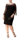 Alex Evenings Plus Womens Bell Sleeves Knee-length Party Dress In Black
