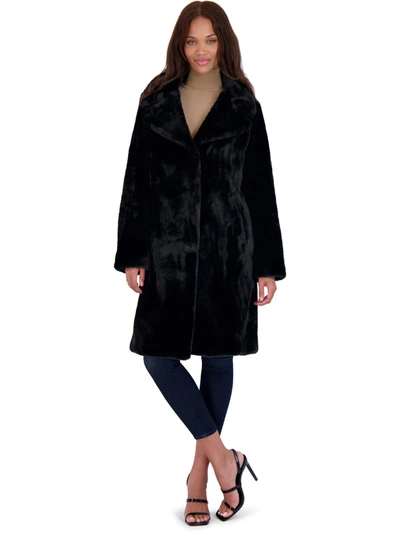 Avec Les Filles Womens Faux Fur Plush Faux Fur Coat In Black
