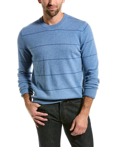 Sofiacashmere Striped Cashmere Crewneck Sweater In Blue