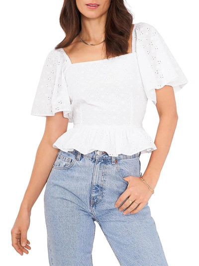 1.state Womens Eyelet Square Neck Blouse In Multi