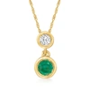 RS PURE ROSS-SIMONS EMERALD AND . DIAMOND PENDANT NECKLACE IN 14KT YELLOW GOLD
